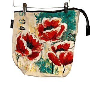 Mandy Martin Spring Fling Project Zipper puch bag painted red poppies